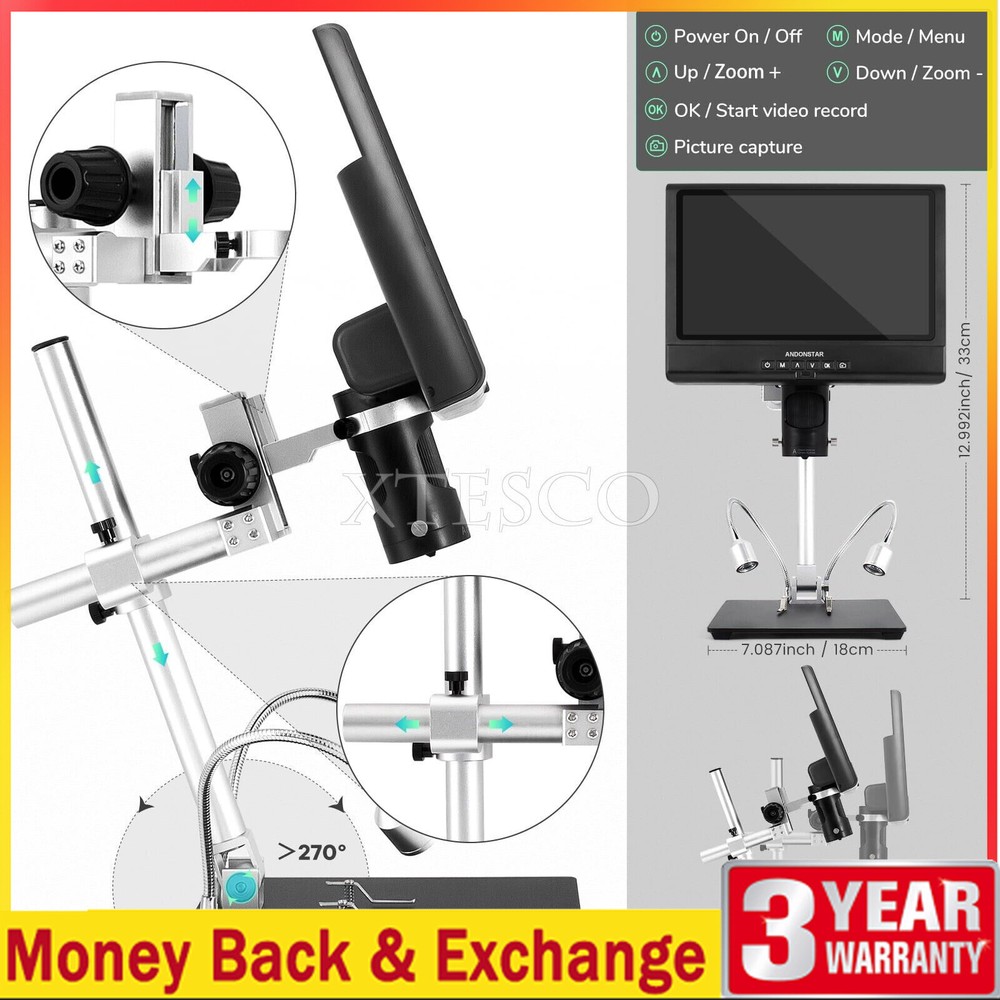 Andonstar AD249-M 10-inch LCD Screen Digital Microscope for Electronics Solder