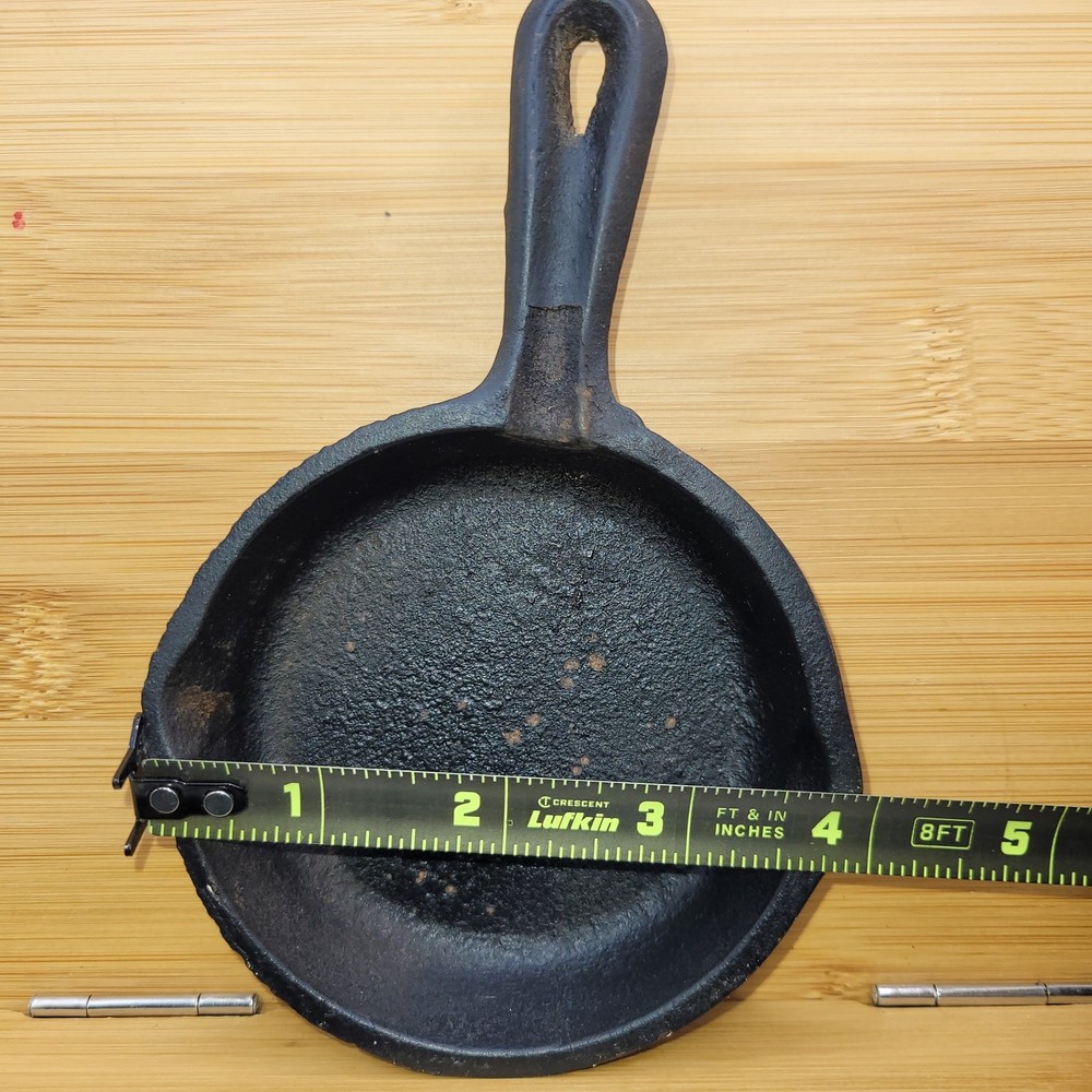 Cast Iron frying pan 4" - pitted and rusting - decorative