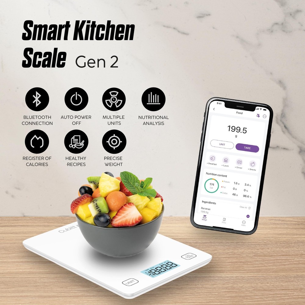 CUBITT Smart Kitchen Scale, Bluetooth Food Scale with Nutritional Calculator ...