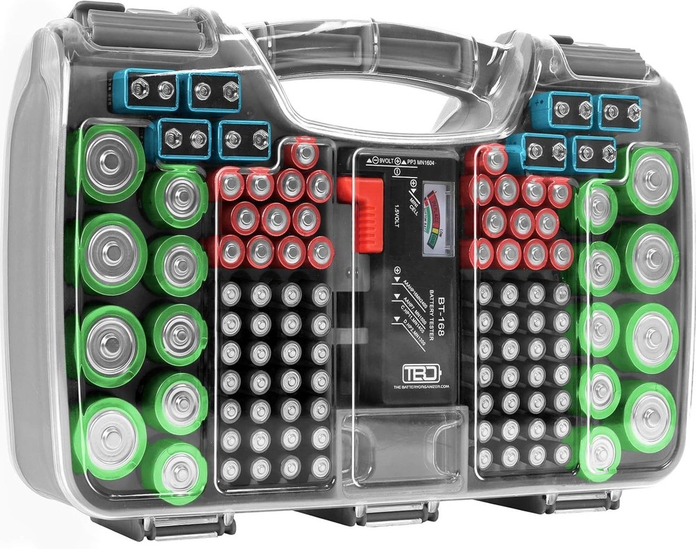Durable Plastic Battery Storage Case, Clear Lid & Locking Mechanism for Security