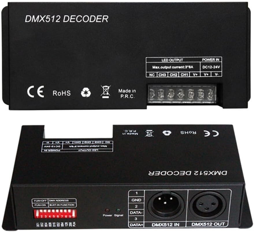 8A 3/4 Channel DMX512 Decoder RGB PWM DMX Dimmer Driver Adjust LED Strip Light