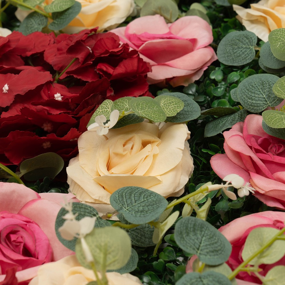 12Pcs Artificial Flower Wall Panel Backdrop Wedding Rose Hydrangea Flower Decor