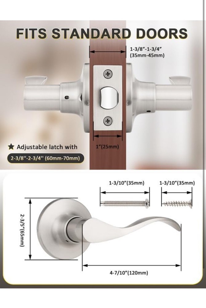 Pack Satin Nickel Modern Interior Passage Door Passage Function - Keyless 1