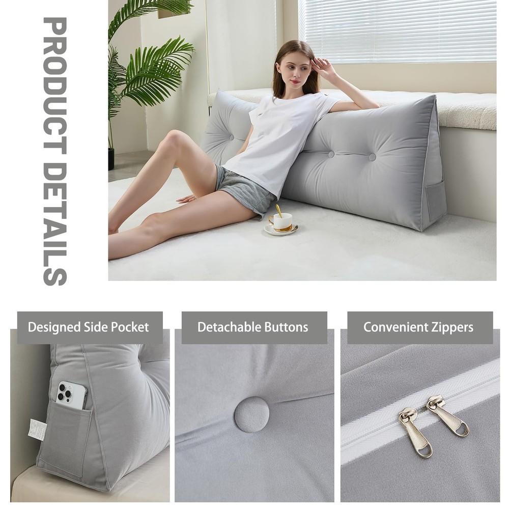 Headboard Pillow for Bed,Triangular Wedge Pillow Headboard Positioning Suppor...