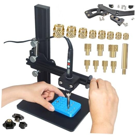 Heat Set Insert Tool with 370PCS Threaded Inserts Brass Machine+370 inserts