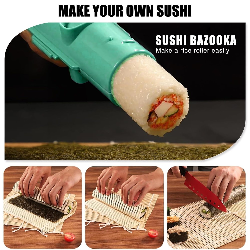 SmileTools Sushi Making Kit, 22 in 1 Roller Maker Medium, Green