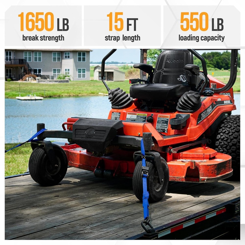 Versatile Tie Down Strap Set with Soft Loops - 1650lb, Perfect for Cargo Safety