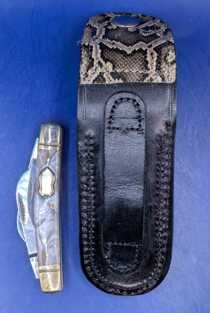 Genuine Burmese Python Snakeskin 4"X2" Folding Knife Case Sheath Only Item #641