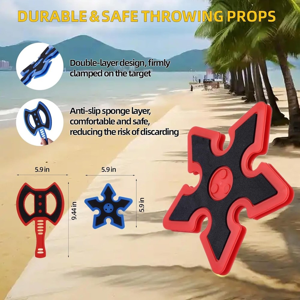 Throwing Axe for Bristle Throwing Targe,8pcs Plastic Axes, 8pcs Throwing Stars