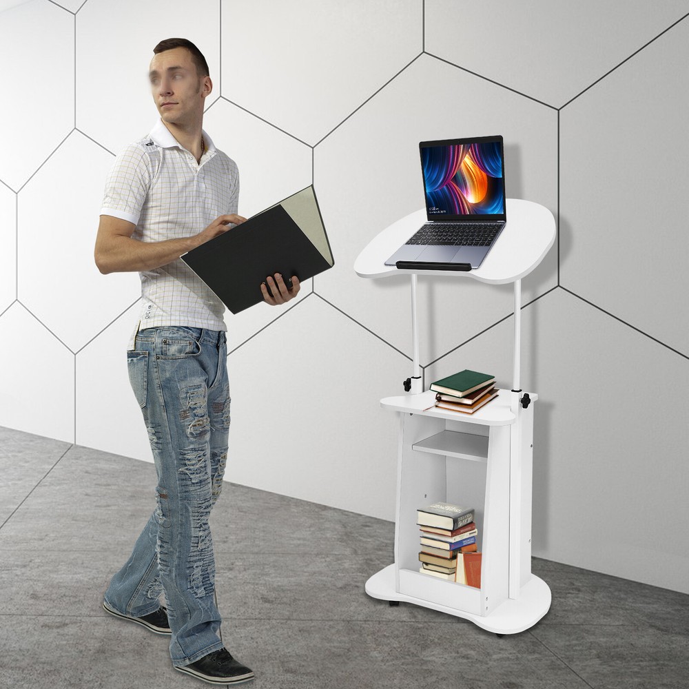 Height Adjustable Mobile Presentation Stand - Versatile Desk With Casters