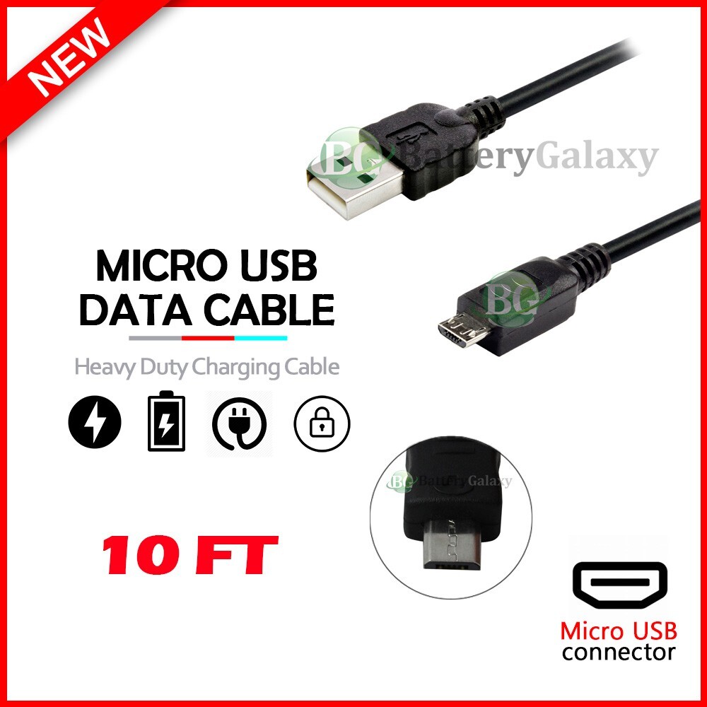10 FT Micro USB Data Sync Charger Charging Cable Cord LG PS4 Xbox One Controller