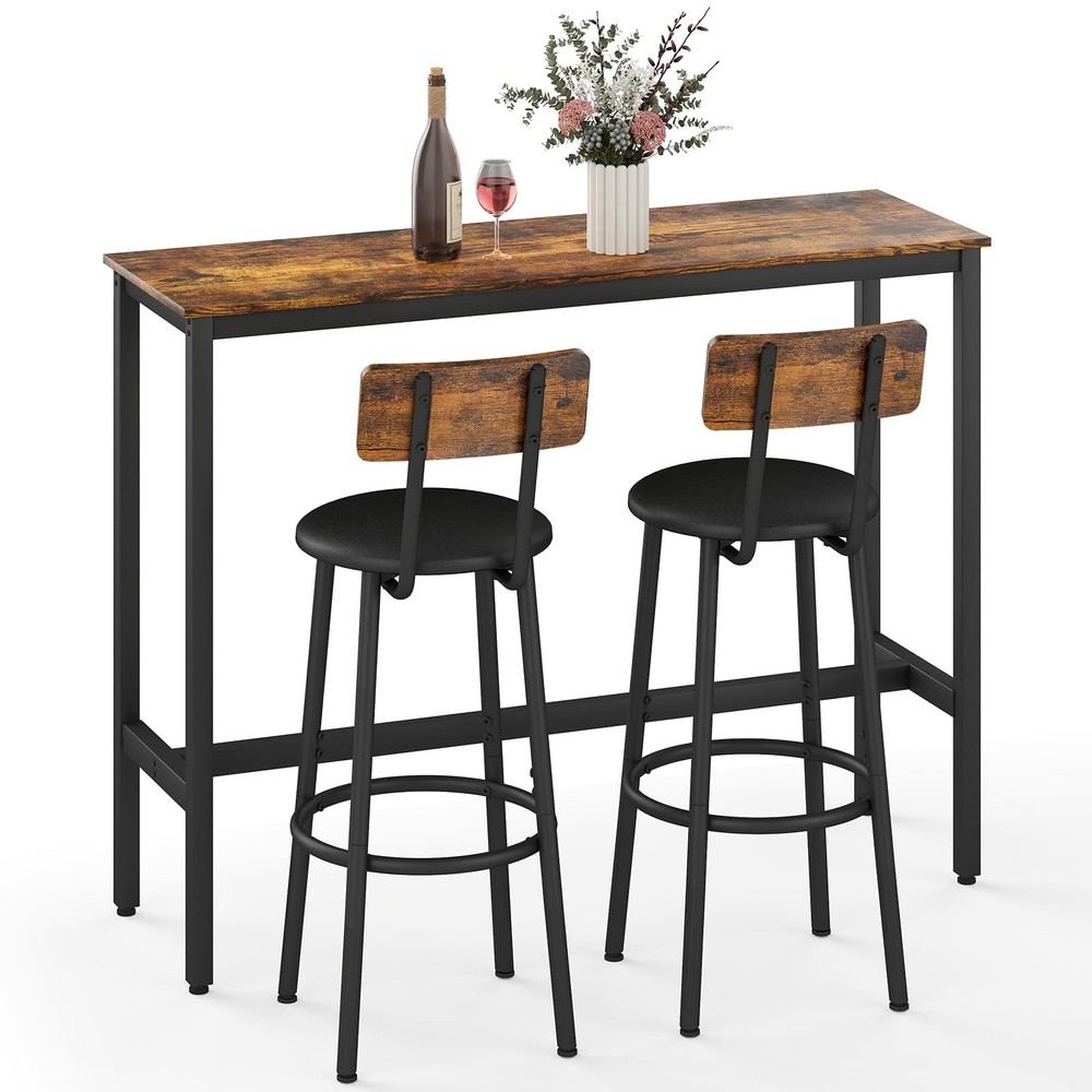 Dining Table Set for 2, 3-Piece Bar Table and Chairs Set, Kitchen Table and C...