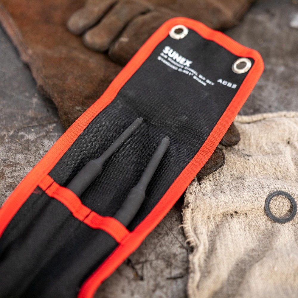 SUNEX TOOLS ACS2 Air Hammer Chisel Hinge Pin Driver Set, 2-Piece W/ Roll