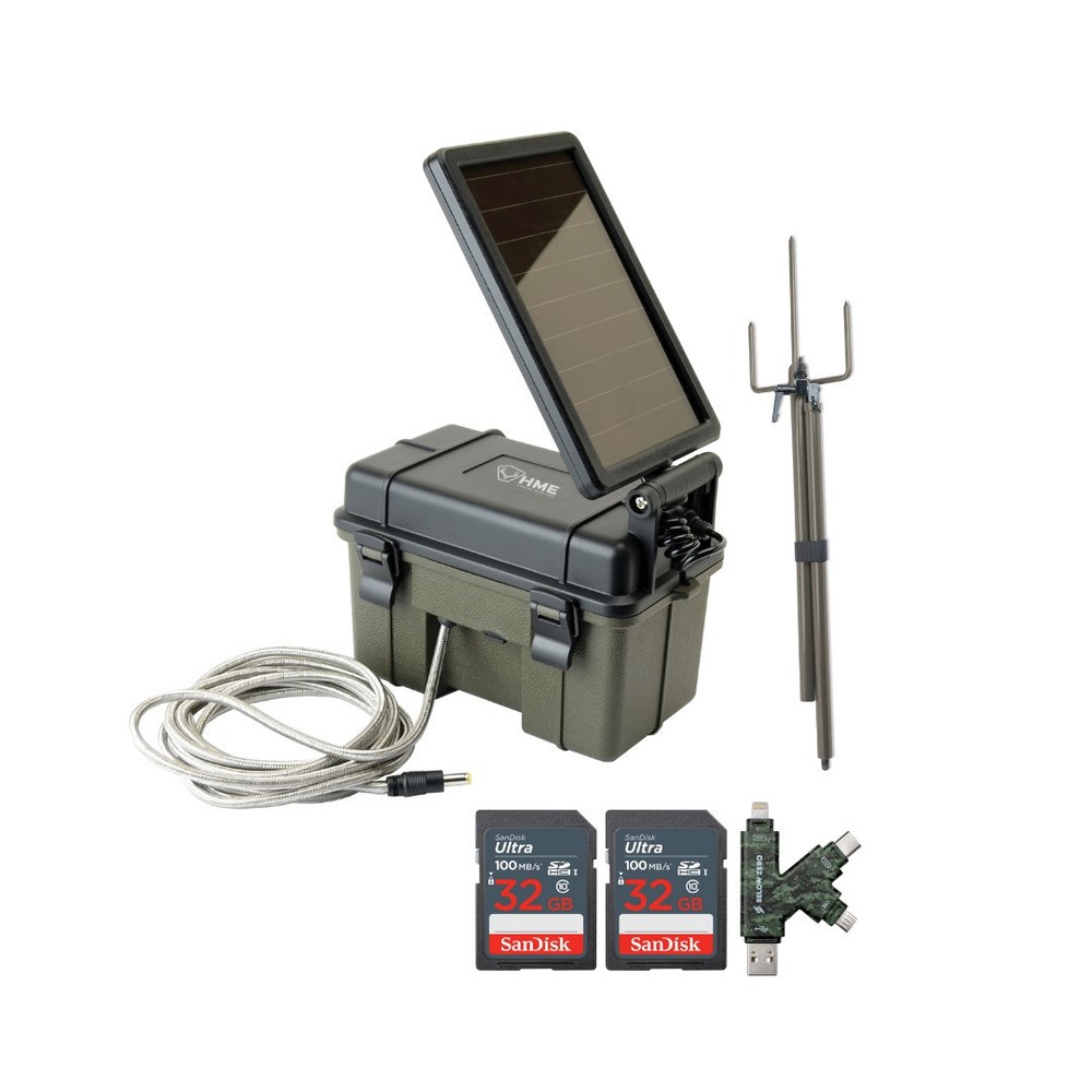 HME Trail Camera 12V with Solar Auxiliary Power Pack Bundle