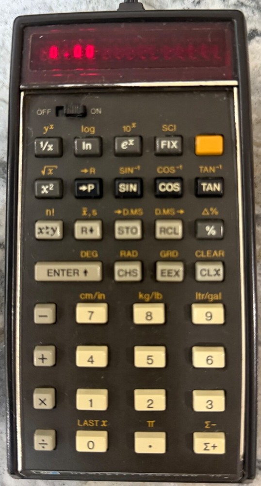 Hewlett Packard HP-45 Calculator with Hard Case, Power Adapter, Working
