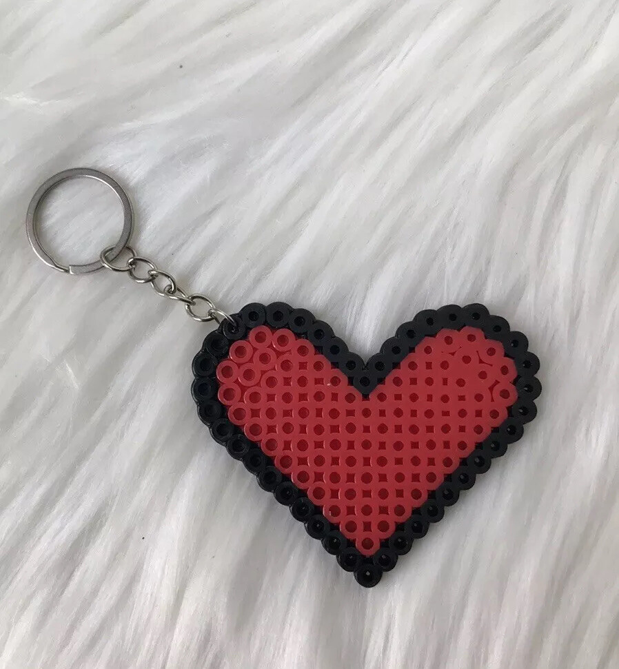 heart red handmade keychain perle beads