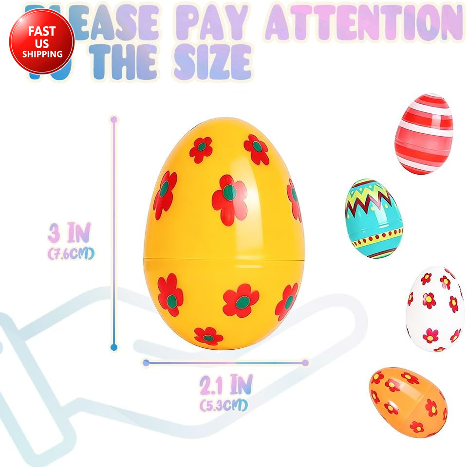 Jumbo 3 Inch Reusable Plastic Easter Eggs 30 Count - Premium Fillable Easter Egg