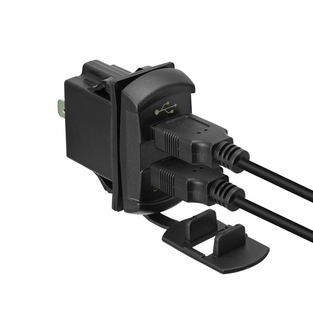 12V Dual USB Charger Socket LED Voltage Voltmeter Rocker Switch Panel Car Boat