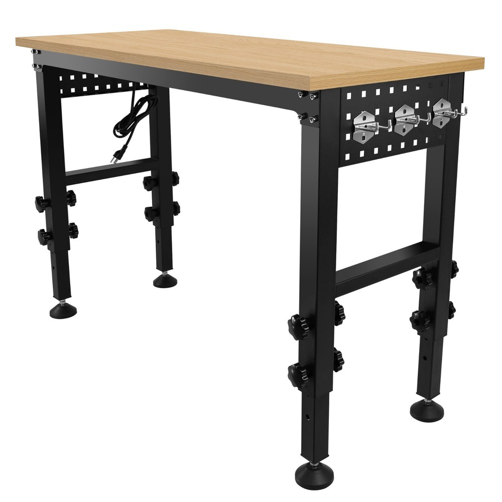48"Rolling Adjustable Heavy Duty Workbench with Rubber Wood Top Working