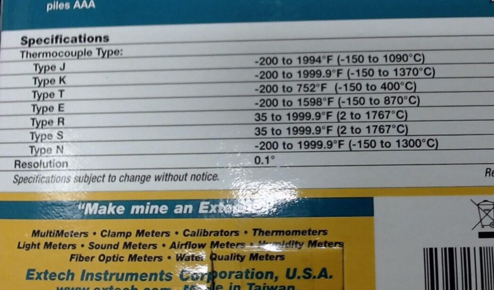 Extech Dual Input Datalogger EA15 *NoBattery!