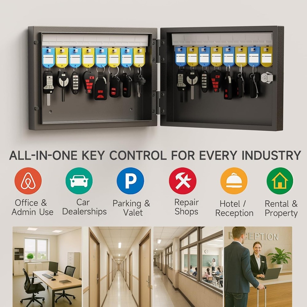 Key Lock Box Wall Mount Security Cabinet for Keys with Combination Lock