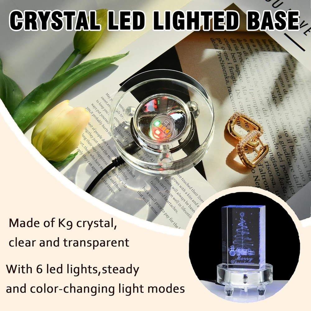 Crystal LED Light Base Multicolor Changing Pedestal Color Show Stand Lighted ...