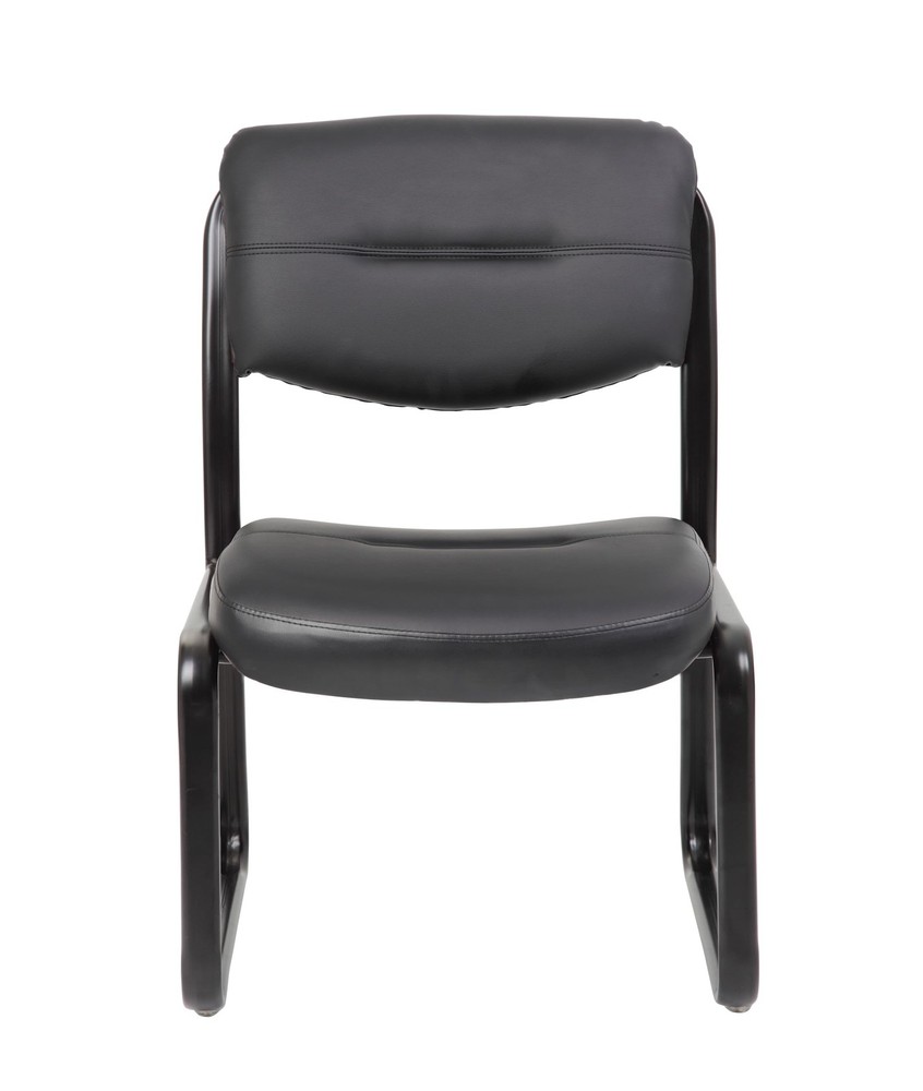 Leather Sled Base Side Chair in Black