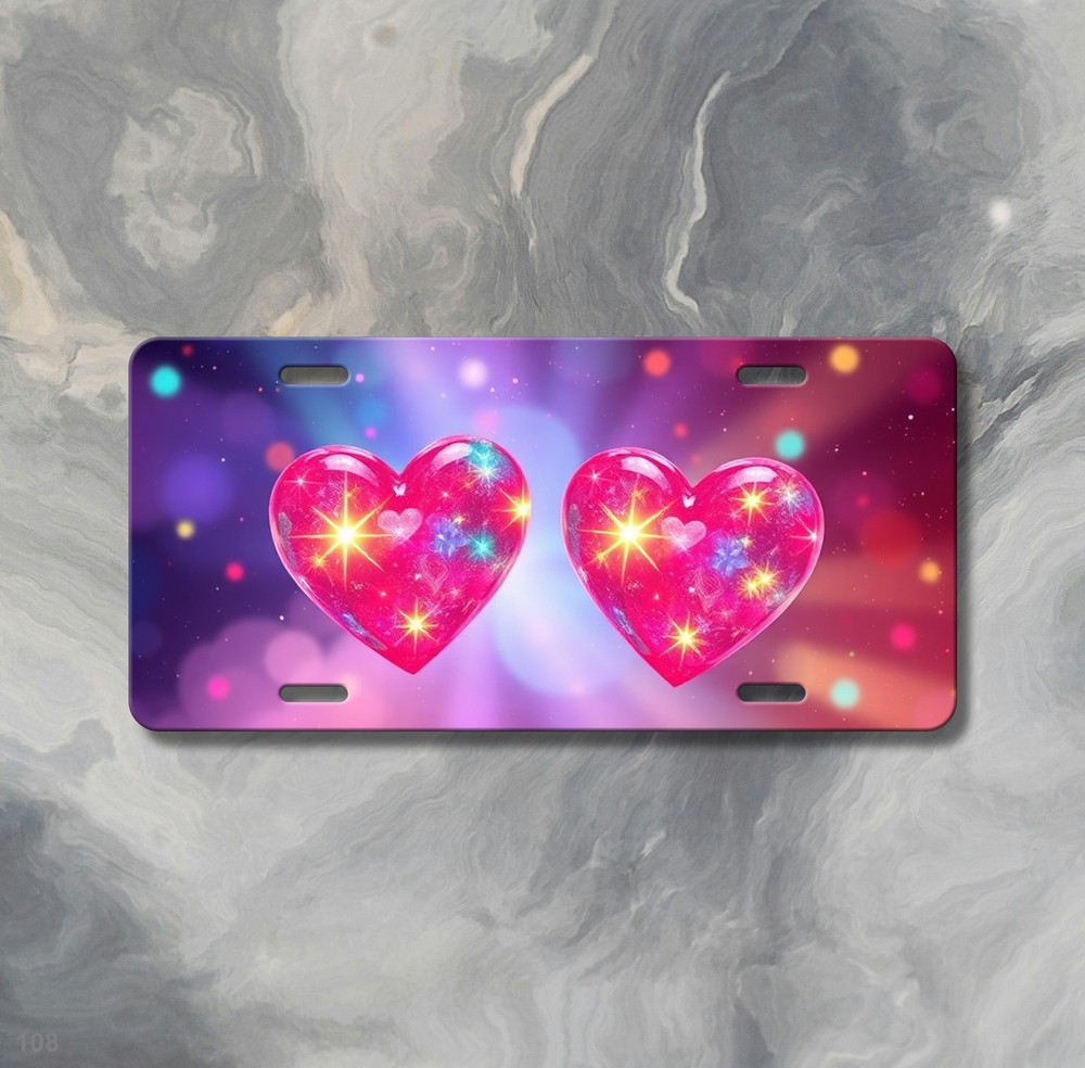 Beautiful Hearts License Plate Optional Text Front Bumper Plate Gift Idea