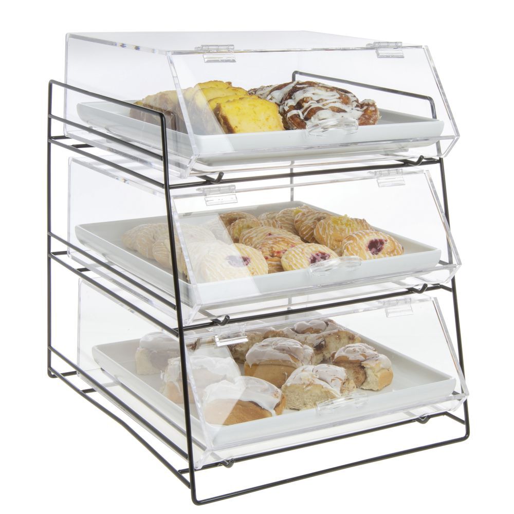HUBERT® Black 3-Tier Wire Bakery Case