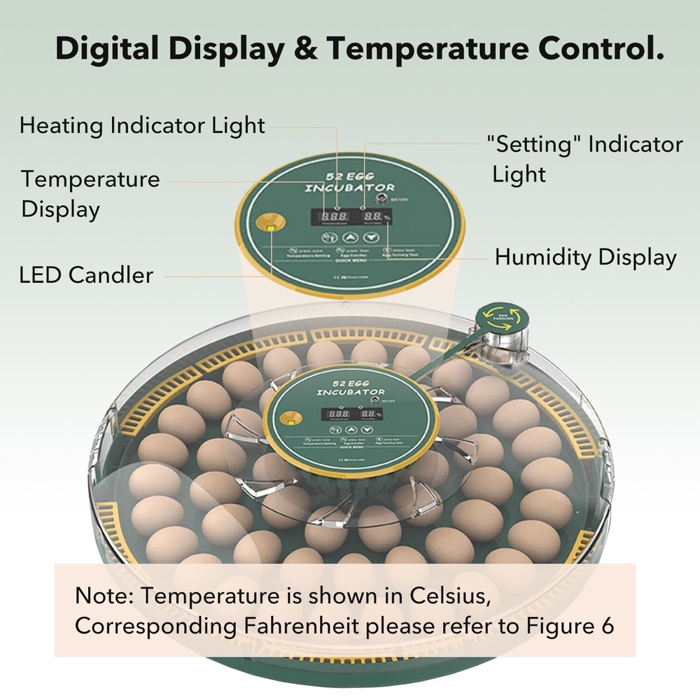 HBN 52 Egg Incubator with Automatic Egg Turning & Temperature Humidity Control