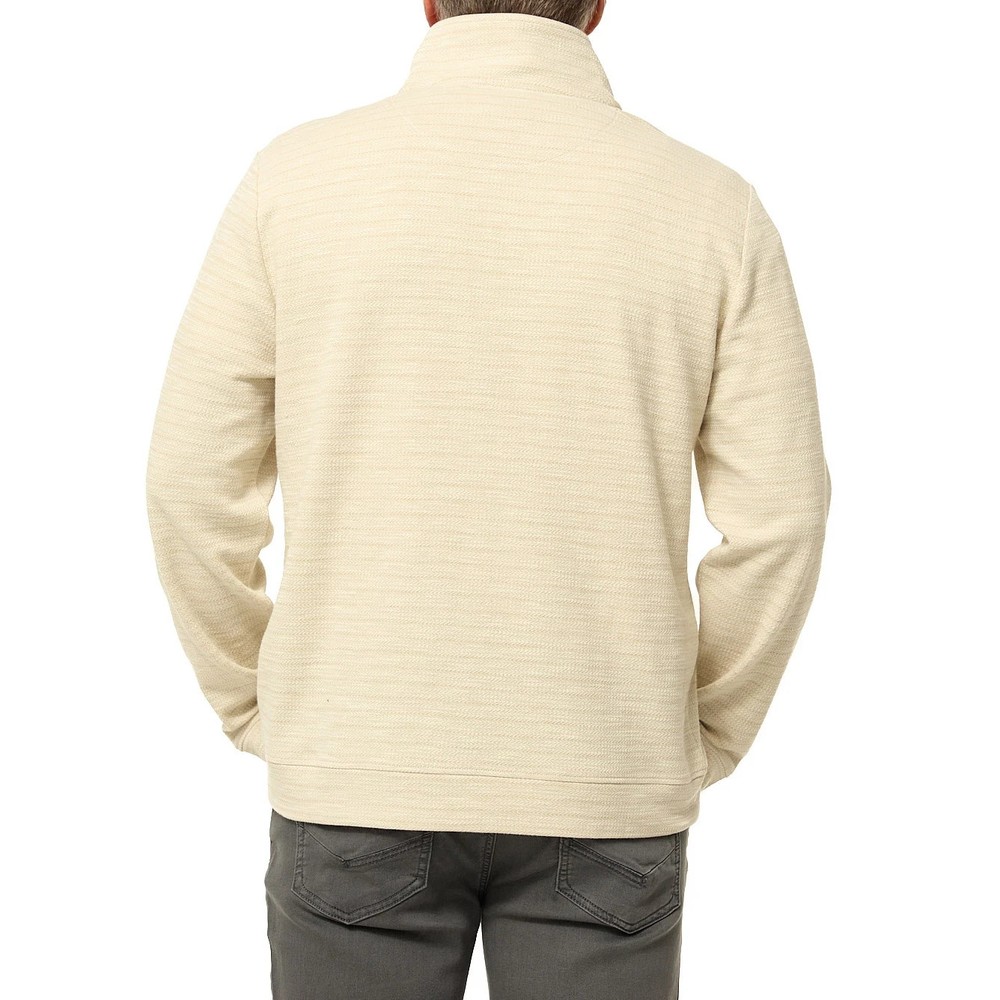 Dockers Men's Quarter Zip Regular Fit Textured Fabric Pullover, Beige, Size M