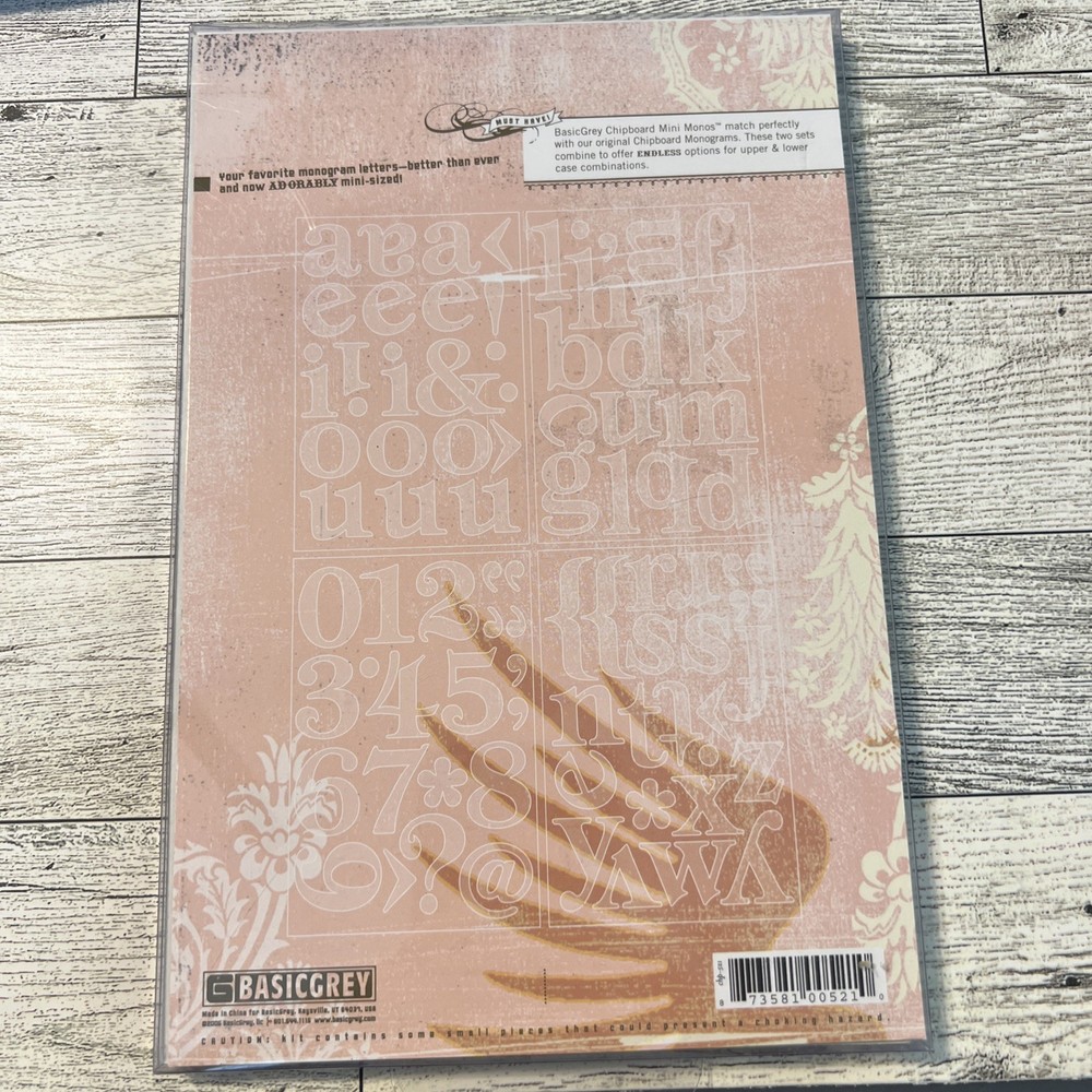 BasicGrey UNDRESSED CHIPBOARD Mini Monos (26pc) crafts