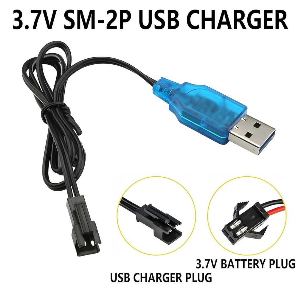 Dual 3.7V Lipo USB Charger Cable - Light, Compact & Compatible with RC Models