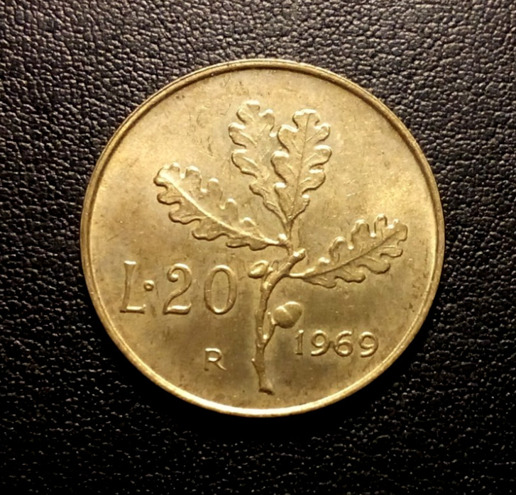 1969 Italy 20 Lire Coin