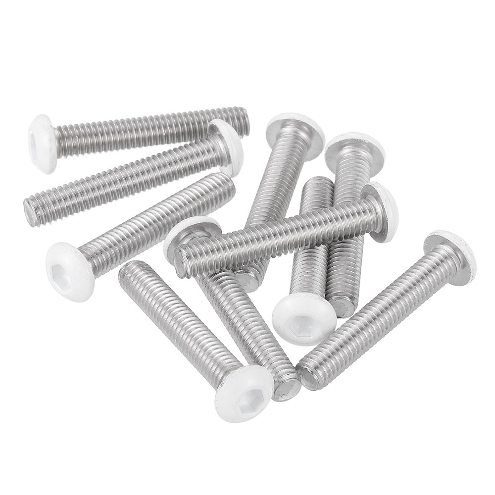 10 Pcs M6-1 x 35mm Button Head Socket Cap Screw Machine Screw, White