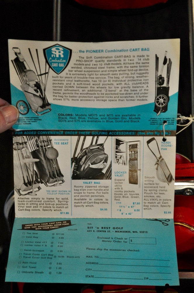 Sit n’ Rest Golf Cart Bag 1950's