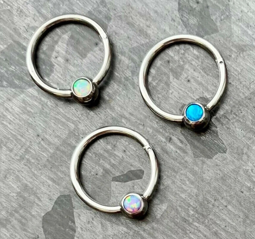 Generic Opal Ball Septum Clicker Hinged Segment Ring Body Jewelry