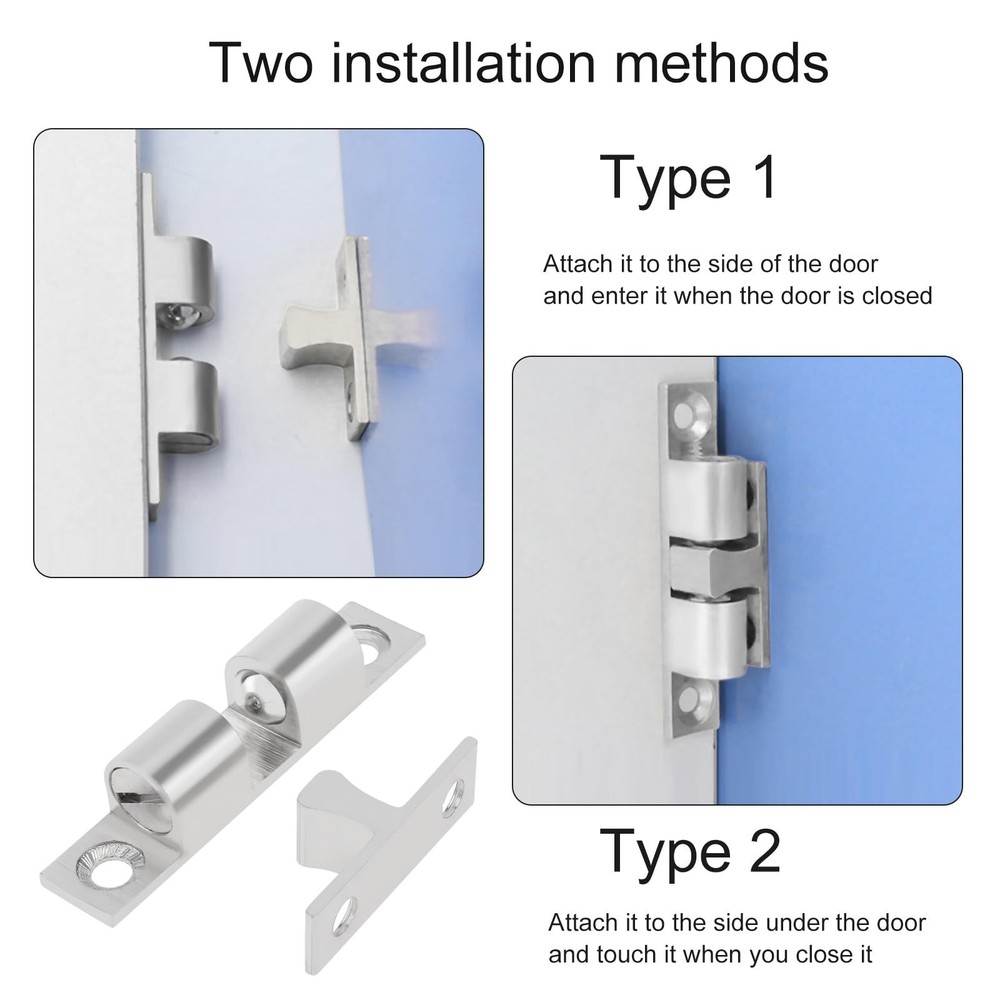 12 PCS 48mm Silver Double Ball Tension Catch, Solid Brass, Roller, Latch, Door