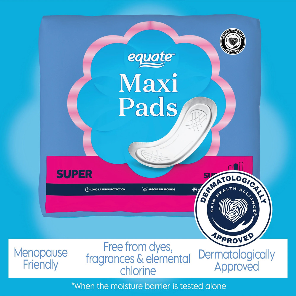 (3 Pack) Maxi Pads, Super Absorbency, Size 2, 48 Count