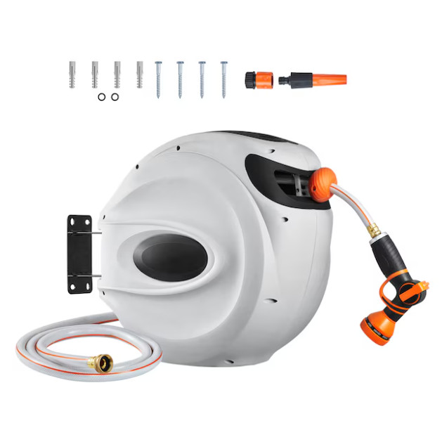 VEVOR Retractable Brass 130-ft Wall-mount Hose Reel