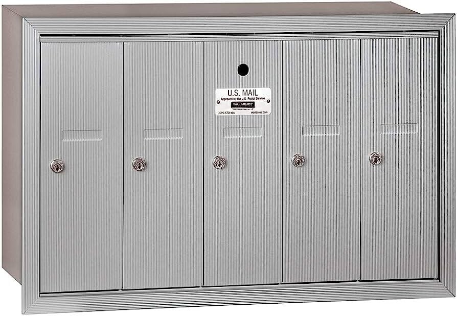 Salsbury Industries Vertical Mailbox 5 Doors Recessed Mounted