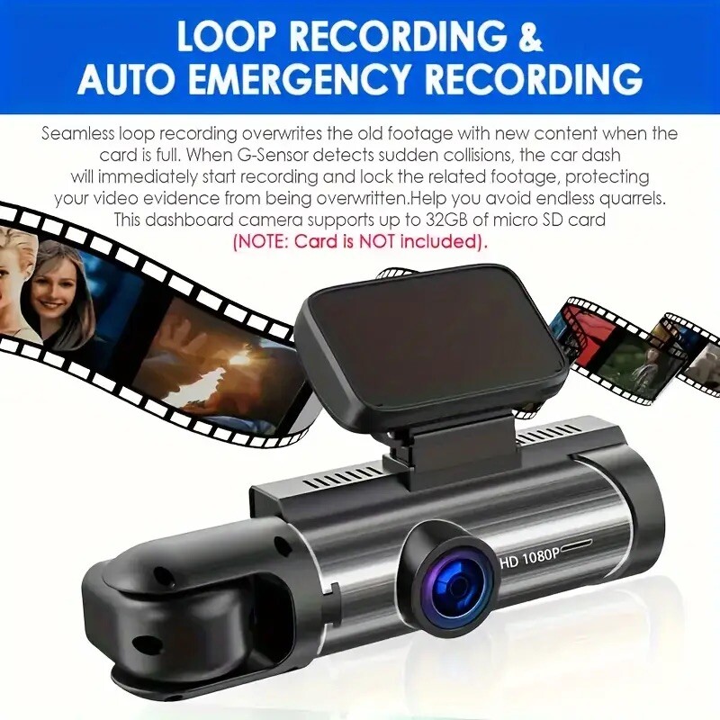 Dash Camera 1080P HDR Front and Rear Dash Cam App Control G Sensor