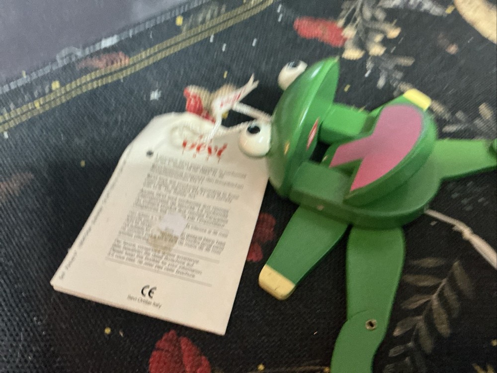 Vintage Sevi Pull String Jumping Frog Toad Cheerful NOS New With Tags T2