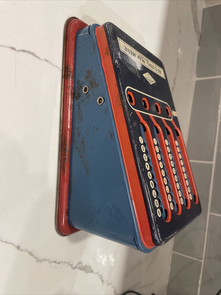 1940's Vintage Metal Tin Wolverine Adding Machine Hand Pull Dial Calculator