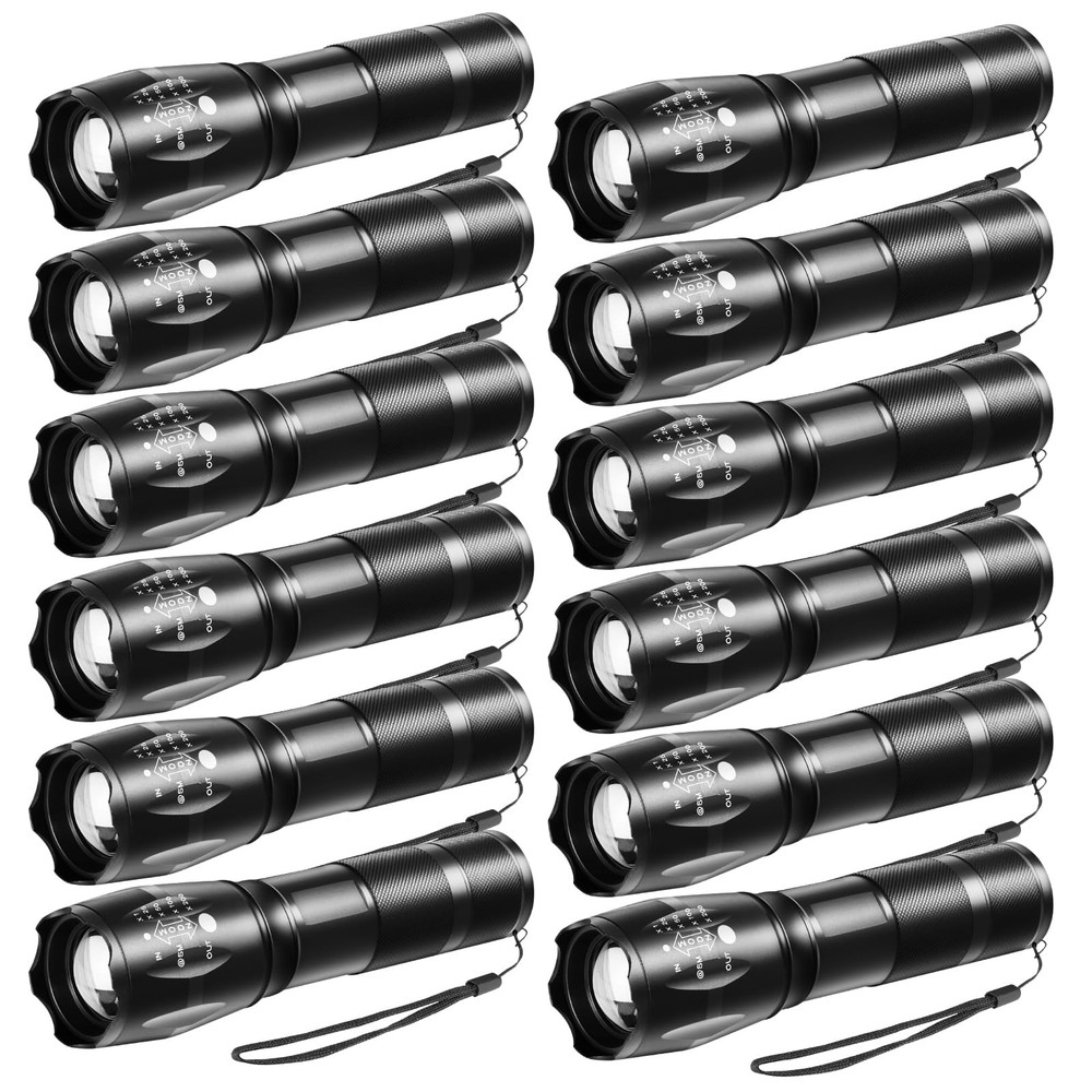 12Pack LED Flashlights High Lumens, 5Mode Tactical Flashlight 12Pack, Black