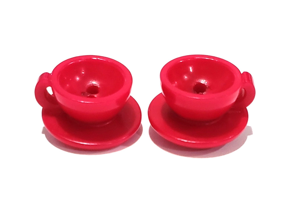 Red Celluloid Tea or Coffee Cup Vintage Realistic Button
