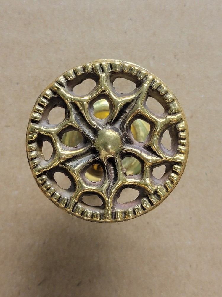 NOS Solid Brass 1-3/8" DECORATIVE Knob With Escutcheon