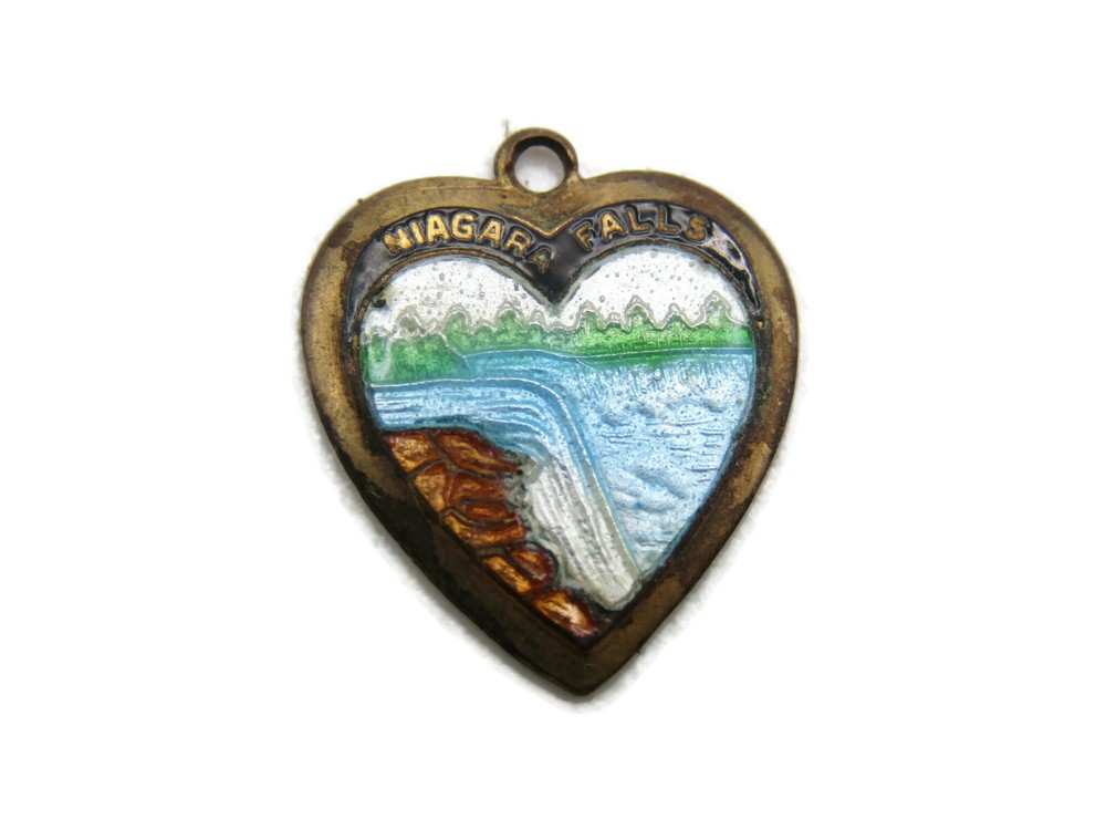 Niagara Falls Heart Charm Gold Tone
