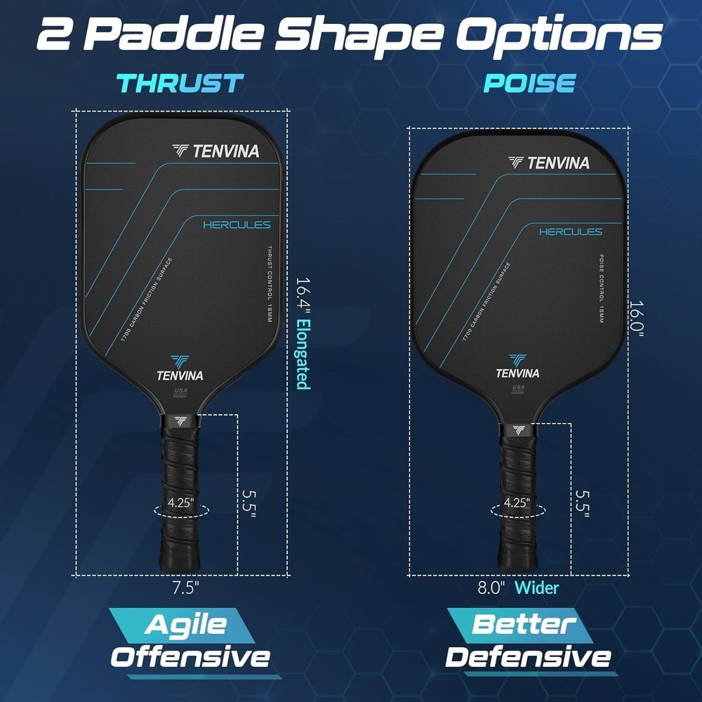 Customizable 4-Shape Pickleball Paddle - Ergonomic Design for Ultimate Control