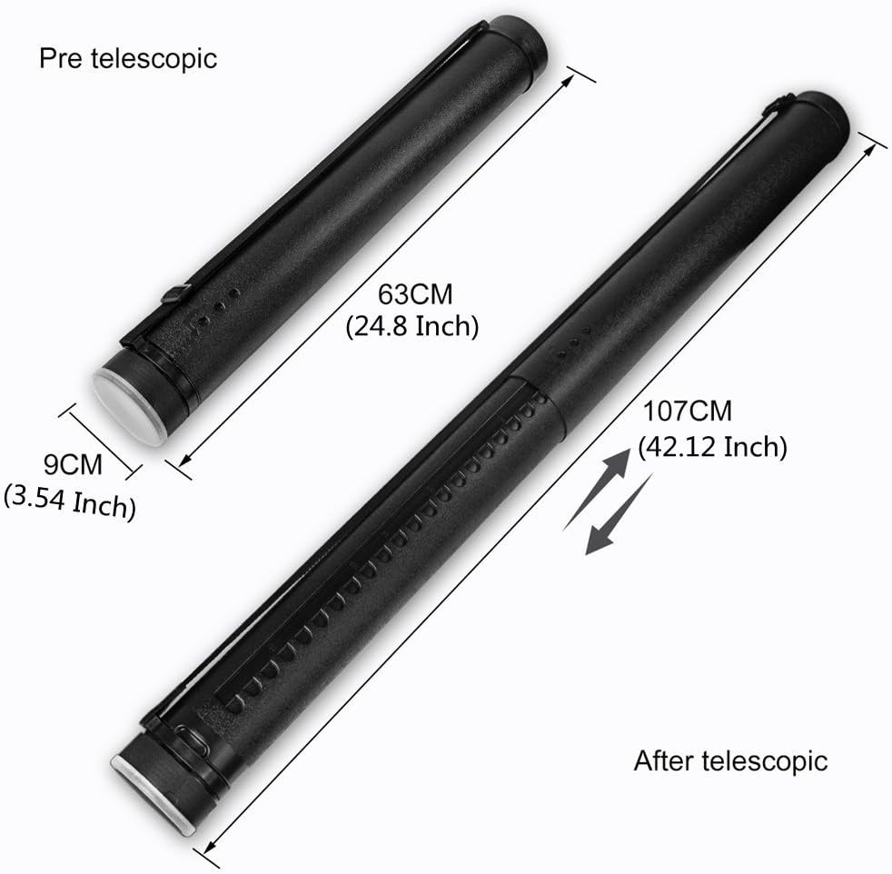 Adjustable Document Tube 24.5–40in Waterproof & Light-Resistant with Strap